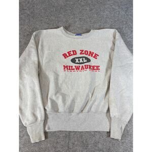 VINTAGE Champion Sweatshirt Mens 2XL Gray Red Zone Milwaukee Streetwear 90s